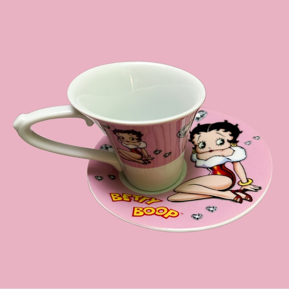 Betty Boop Pink and White Cup and Saucer Set
